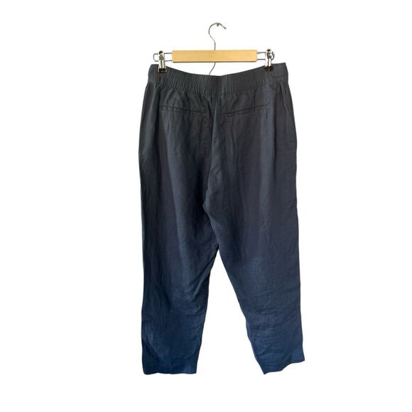 Athleta Blue Linen Button Pocket Ankle Pants Size 8 - Picture 2 of 4